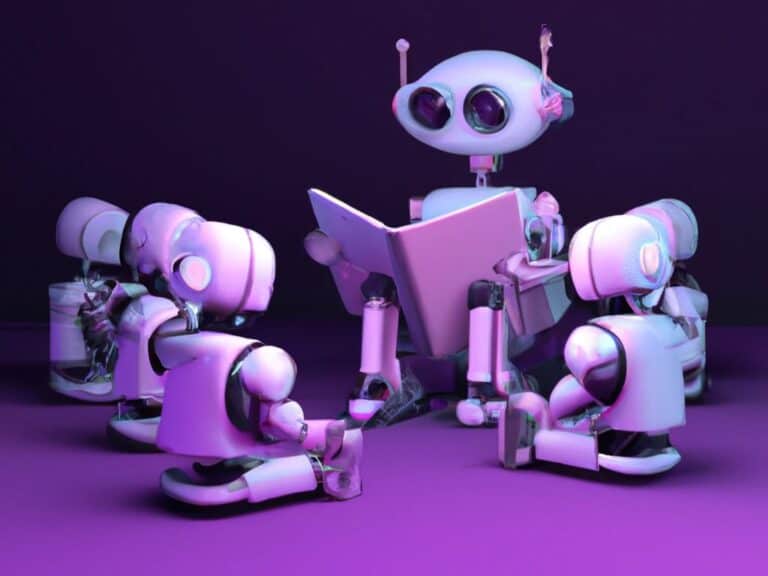 Roboter liest Roboterschülern vor